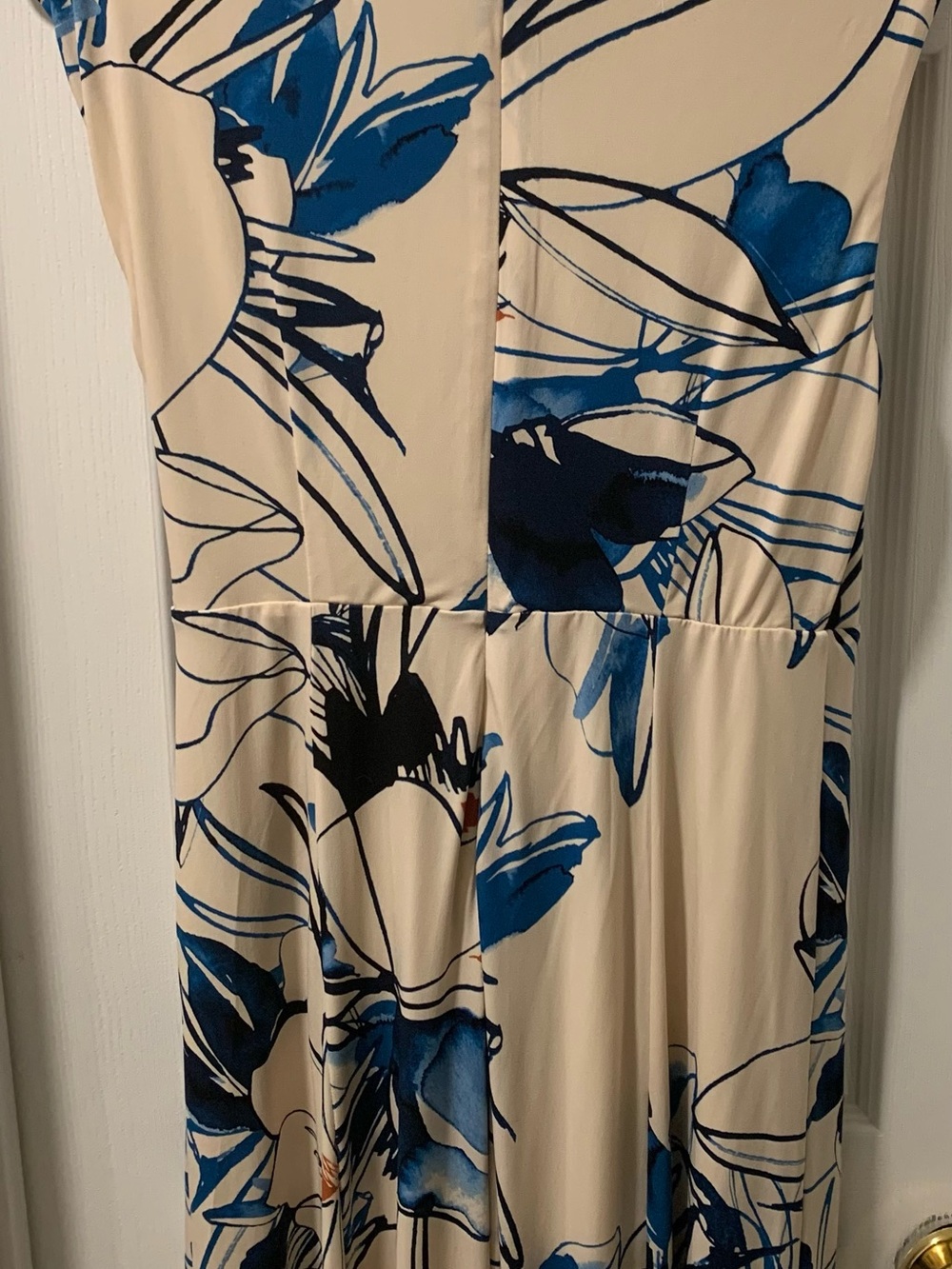 Calvin Klein Cream Maxi Dress with Blue Floral Print - Picture 4 of 5